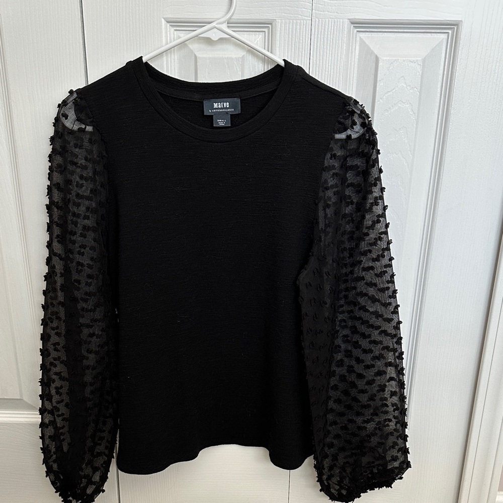 Anthropologie Maeve Black Textured Top